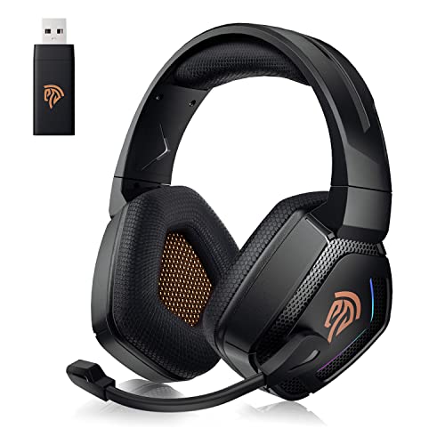 EasySMX Grani C07W Auriculares Gaming Inalámbrico PS4, 2.4G/Bluetooth Cascos Gaming Inalámbrico PC con Micrófono, Sonido Estéreo, RGB Luz para PC, PS4, PS5, Mac, Tabletas, Móviles, Switch, TV