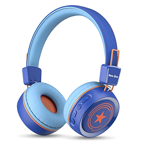 New Bee Auriculares Niños Inalambricos con 94dB Volumen Limitado 32hrs Auriculares Bluetooth para niños con Micrófono Ligero Plegable para Viajes Escolares