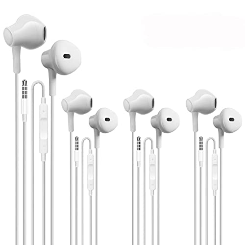 4 Pack Auriculares con Cable con Micrófono y Control de Volumen, Adecuados para Teléfonos Móviles, Tabletas, MP3 y Otros Dispositivos de Audio de 3,5 mm (3.5mm)