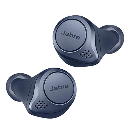 Jabra Elite Active 75t, Carga inalámbrica habilitada Auriculares deportivos inalámbricos con Cancelación Activa de Ruido y batería de larga duración para llamadas y música Azul Marino