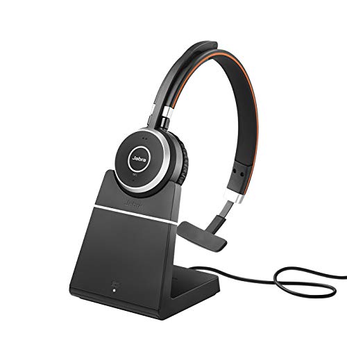 Jabra Evolve 65 SE Auriculares Inalámbricos Mono con Bluetooth - Micrófono con Cancelación de Ruido, Batería de Larga Duración y Estación de Carga - Certificado para MS Teams - Negro