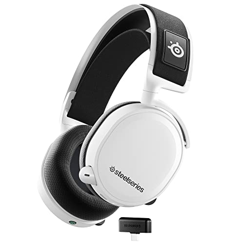 SteelSeries Arctis 7+ - Wireless auriculares gaming - 2,4 GHz sin pérdidas - Batería con 30 horas de autonomía - Para PC, PS5, PS4, Mac, Android y Switch - Blanco