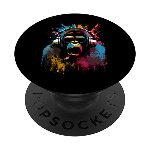 Loud Monkey DJ con auriculares Gafas de sol Gorila Music Fan PopSockets PopGrip Intercambiable