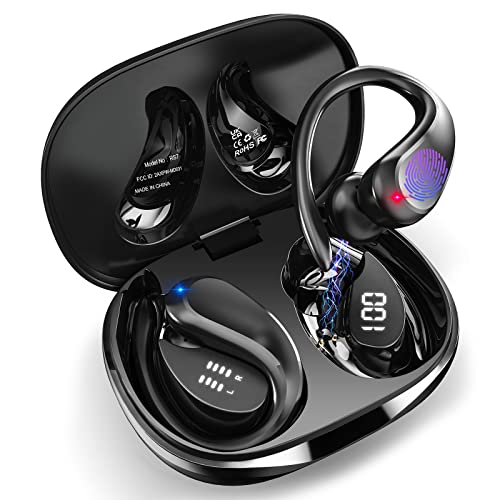 Auriculares Inalambricos Deportivos, Auriculares Bluetooth 5.3 Estéreo Reducción de Ruido, Cascos Inalambricos 40H de Reproducción, Audifonos Inalambricos IP7 Impermeable con Carga Rápida USB-C LED