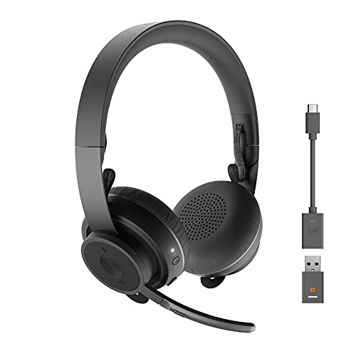 Logitech Zone 900 Auriculares inalámbricos Bluetooth, Microfono con Cancelación de Ruido, hasta 6 dispositivos inalámbricos con un solo receptor, acceso rápido a ANC y Bluetooth - Gris