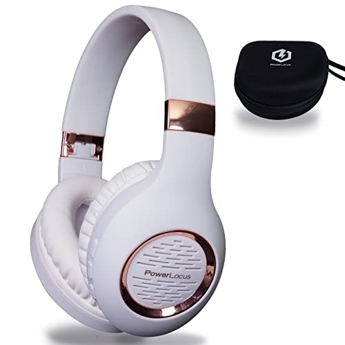 PowerLocus Auriculares Bluetooth Diadema, Auriculares Inalámbricos, Estéreo Hi-Fi con Graves Profundos, Cascos Bluetooth con Micrófono Incorporado, Cascos con Cable para Clases Online, Móvil, Tablet