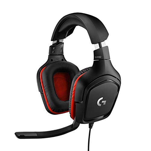 Logitech G332 Auriculares Gaming con Cable,Transductores 50 mm,Almohadillas Giratorias Cuero Sintético,3,5mm Jack,Mic Volteable para Silenciar, UltraLigero,PC/XboxOne/PS4/Switch,1 Unidad(Paquete de 1)