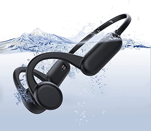 HCMOBI Auriculares de conducción ósea natación,Auriculares inalámbricos Bluetooth 5.2,Impermeabilidad IPX8 con micrófono Reproductor MP3 Built-in 8G Memoria para Natación Subacuática,Surf (Negro)