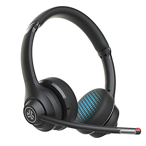 Jlab Go Work, Auriculares Inalambricos con Microfono 45 Tiempo de Reproducción - Auriculares Inalambricos PC, Cascos con Microfono - Dual Cable o Inalámbrico Auriculares Oficina Teleoperador