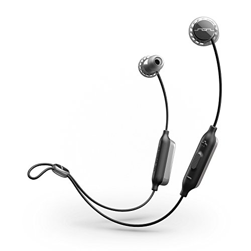 Sol Republic: Auriculares inalámbricos con Bluetooth en la oreja, Hasta 8 horas de música, Resistente al agua y al sudor, Tecnología de protección contra caídas FreeFlex, Diseño de luz Uitra, Gris