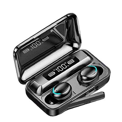 Canjerusof Wireless Earbuds TWS Bluetooth Earphones In-Ear Earbuds F9-5C Sports Waterproof Headsets with Microphone Charging Box Black