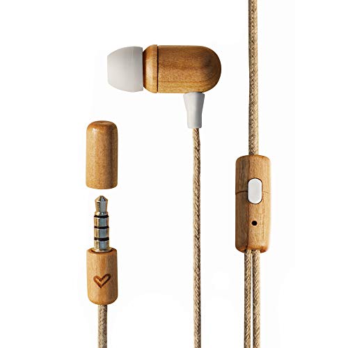 Energy Sistem Earphones Eco (Mini Jack, In-Ear, Control de Voz, micrófono, Madera sostenible) - Madera Cerezo