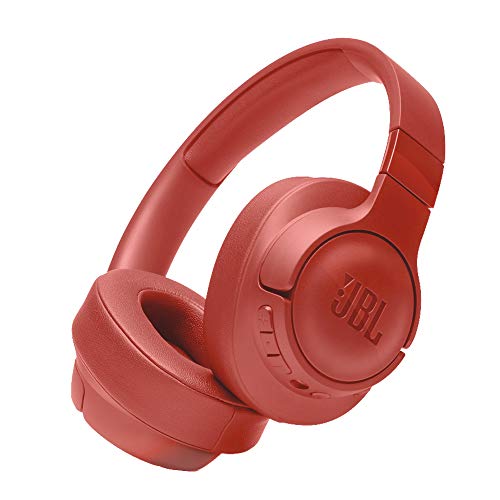 JBL T750BTNC - Auriculares circumaurales inalámbricos con cancelación de ruido activa, conexión multipunto, Bluetooth, rojo