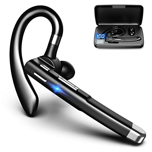 Auriculares Manos Libres, Auricular Bluetooth Inalámbrico con Micrófono Incorporado Cancelación de Ruido Auricular con Caja de Carga LED para Conducir/Negocios/Oficina, Compatible con iPhone y Android