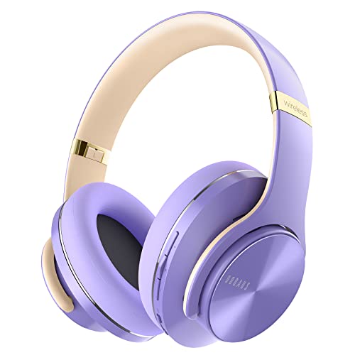 DOQAUS Auriculares Diadema,[52 Hrs de Reproducir] Alta fidelidad Estéreo Cascos Inalámbrico Bluetooth con 3 Modo EQ,Micrófono Incorporado y Doble Controlador de 40 mm,para Móviles/Xiaomi/TV -Morado