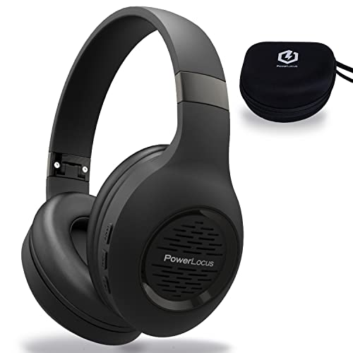 PowerLocus Auriculares Bluetooth Diadema, Auriculares Inalámbricos, Estéreo Hi-Fi con Graves Profundos, Cascos Bluetooth con Micrófono Incorporado, Cascos con Cable para Clases Online, Móvil, Tablet