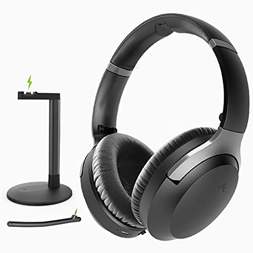 Avantree Aria Podio aptX-HD Bluetooth 5.0 Auriculares cancelación Activa Ruido, inalámbricos sobre Oreja micrófono de Brazo Llamadas telefónicas Conferencia PC, Baja latencia TV, Soporte & Cargador