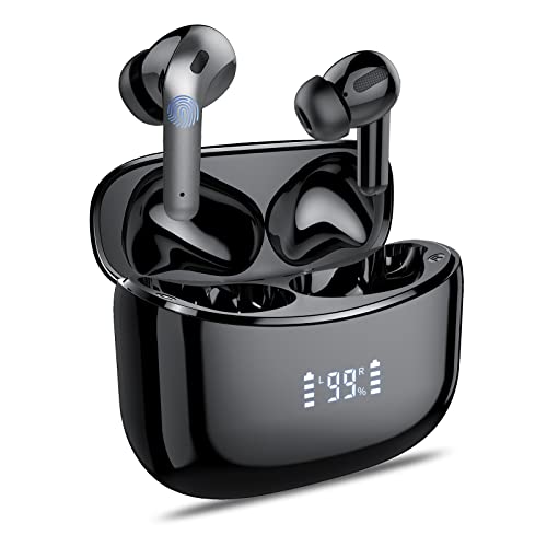 Ajblg Auriculares Inalambricos Deportivos X15,Auriculares Bluetooth con Micro,Tiempo De ReproduccióN De 35 H, Tipo C Auriculares In Ear Impermeables Ipx7,Digital Auriculares De Graves(Negro)