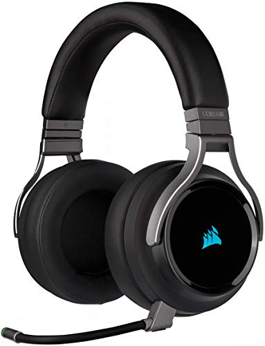 Auriculares inalámbricos de alta fidelidad para juegos Corsair Virtuoso RGB (sonido envolvente 7.1, micrófono omnidireccional compatibles con PC y PS4) en carbono