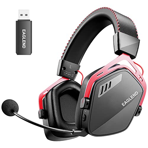 GameXtrem Auriculares inalámbricos para Videojuegos de 2,4 G inalámbricos USB con micrófono, compatibles con PC, PS4, PS5 y Ordenadores portátiles, Color Rojo