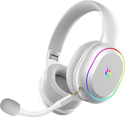 AQIRYS Lyra Auriculares multiplataforma inalámbricos Bluetooth 5.0 para PCMacPS4PS5XboxMobileNintendo SwitchTV, estéreo 3D Immersive Sound, DeepBass, doble micrófono, retroiluminación RGB,