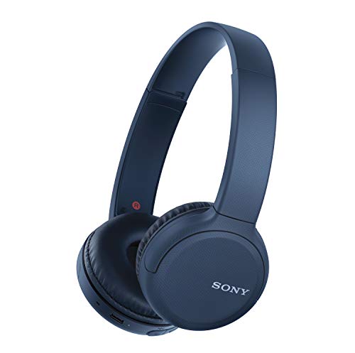 Sony Auriculares Bluetooth inalámbricos WH-CH510 (sonido potente, asistente de voz integrado, carga rápida, hasta 35 horas de duración de la batería, inalámbricos) azules, estándar