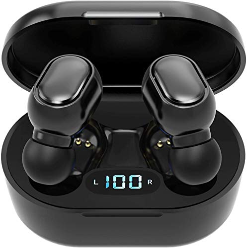 Auriculares Inalámbricos Bluetooth 5.0 en la Oreja con Caja de Carga, Micrófono Incorporado, Control Táctil, 40 Horas de Duración，Sonido Estéreo 3D HD,para iOS y Android-E6