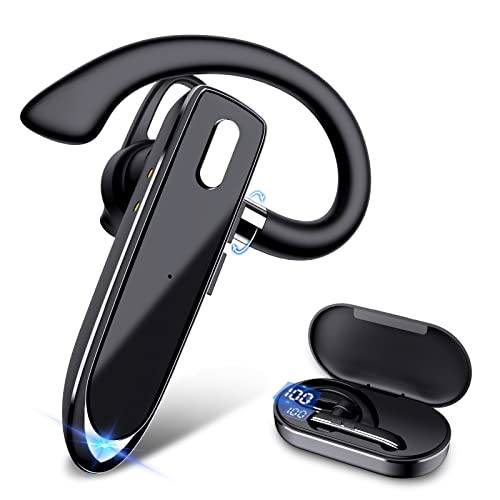 Auriculares Manos Libres, Auricular Bluetooth para Teléfono Móvil Auricular Bluetooth V5.1 con Estuche de Carga Auricular con Micrófono de Cancelación de Ruido CVC8.0 para Negocios/Oficina/Conductor