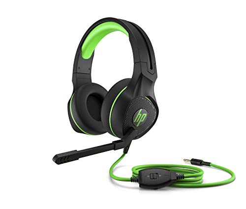 HP Pavilion 400 Auriculares Gaming con Cable - (Sonido Estéreo, Cable Conector 3,5mm , Micrófono con Brazo, Windows 10, Android, Xbox,iOS, PlayStation), Color Negro y Verde