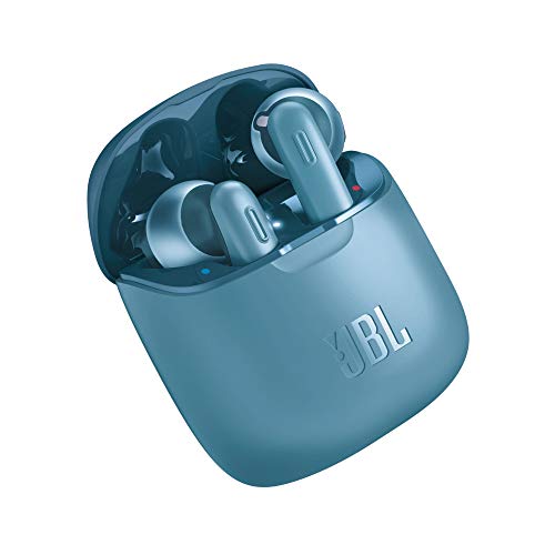 JBL Tune 220 - Auriculares inalámbricos con Bluetooth y JBL Pure Bass Sound, 20 h de música continua y estuche de carga inteligente, azul