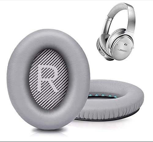 V-MOTA QC35 Almohadillas compatibles con Bose QuietComfort 35 y 35 ii Auriculares inalámbricos con cancelación de ruido, cojines de repuesto reemplazan parte (1 par) (gris)