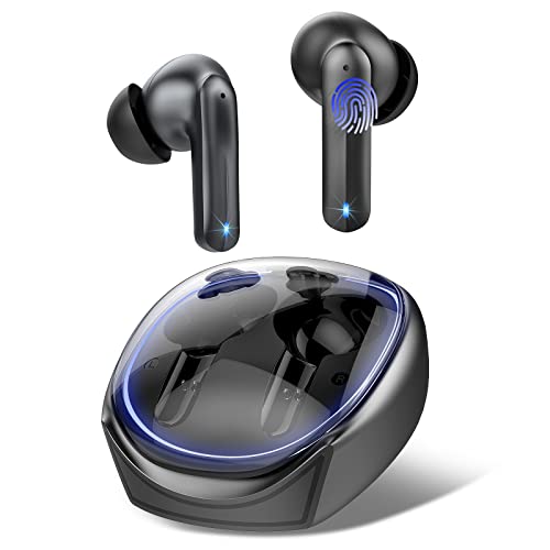 Smoonigh Auriculares Inalambricos Bluetooth 5.3 Estéreo con 4 HD Mic,Modo de Juego, 40H Cascos Inalambricos Cancelacion de Ruido,Auriculares Bluetooth Control Táctil,IP7 Impermeable,Carga Rápida USB-C