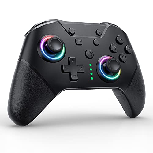 ECHTPower Mando para Switch, Mando Switch Inalambrico Mando PC con Encender la Switch/Giroscopio/Turbo de 3 Velocidades/ 4 Niveles de Vibración, Mando Bluetooth Pro Controller con Botones Programables