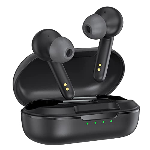 Amazon Brand - Auriculares Bluetooth, inalámbricos, Deportivos, Bluetooth 5.1, Pantalla Digital LED, Tiempo de reproducción de 25 Horas, Control táctil, Carga Tipo C, Color Negro