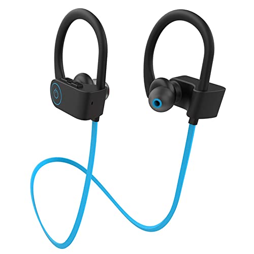 XUJAIOLQP Auriculares Inalámbricos Bluetooth, Auriculares Deportivos, IPX7 Impermeables para Gimnasio, Correr, 8 Horas de Reproducción, Cancelación de Ruido (Azul)