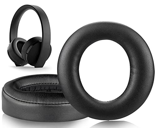 SOULWIT Almohadillas de Repuesto para Sony New Gold Wireless Playstation PS4 Headset, 2018 Version, Model CUHYA-0080, con Cuero de Proteína Suave, Espesor Agregado (Negro)