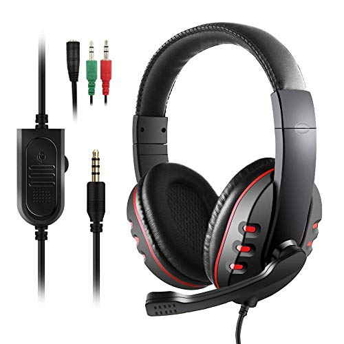 Diswoe&1 Auriculares Gaming PS4,Cascos Gaming, Auriculares Cascos Gaming de PC Estéreo con Micrófono Juego Gaming Headset con 3.5mm Jack Bajo Ruido Compatible con PC/Xbox One/Nintendo Switch/PC