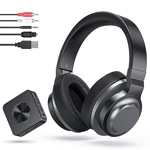 Auriculares Bluetooth con Adaptador Bluetooth para TV, Auriculares inalámbricos Recargables conexión(óptico/AUX 3.5mm/RCA/USB/Bluetooth), estéreo, transmisor y Receptor 2 en 1 para TV/PC/Phone/iPad