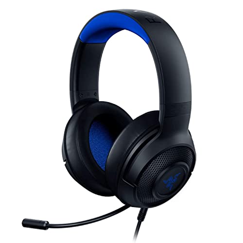 Razer Kraken X para consola - Auriculares Gaming con cable para consola (micrófono Cardiod plegable, controladores de 40 mm personalizados, conexión de 3,5 mm, almohadillas ovaladas) Negro y azul