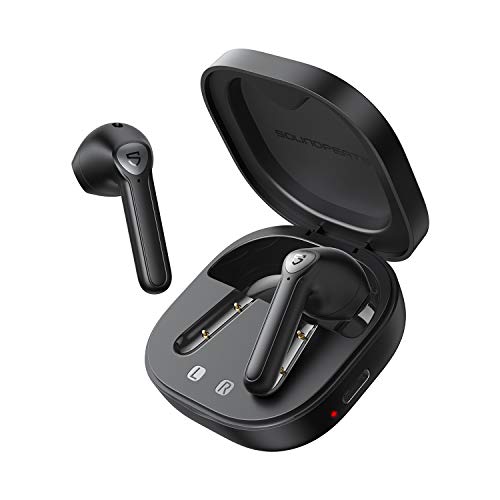 SoundPEATS TrueAir2 Auriculares Inalambricos, Auriculares Bluetooth 5.2 Qualcomm3040 aptX TrueWireless Mirroring, 4-Micrófonos Cancelación de Ruido CVC Llamadas Alaras, Diseño Semi-in-Ear, 25 Horas