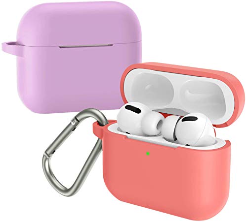 apiker Funda para Apple Airpods Pro - Cubierta Protectora de Silicona para Airpod Pro 2019, ultradelgada, LED Frontal Visible, Soporte de Carga inalámbrica [Mosquetón Duradero] [Multicolor].