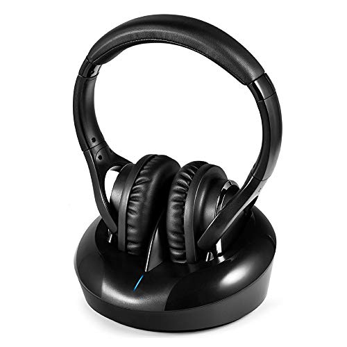 Auriculares Inalámbricos TV Auriculares Diadema RF 2.4Ghz Transmisor Rango Inalámbrico 100metro con Base de Carga Compatible Audio de 3.5mm RCA Óptico Coaxial para Smart TV LG Samsung Laptop