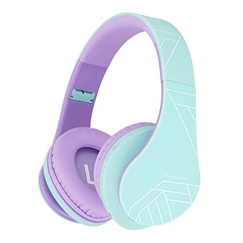 PowerLocus Auriculares para niños, Auriculares Bluetooth para niños, con 85DB Volumen Limitado, Auriculares Plegable con micrófono, Micro SD Slot, Auriculares Inalámbricos y con Cable, con Estuche