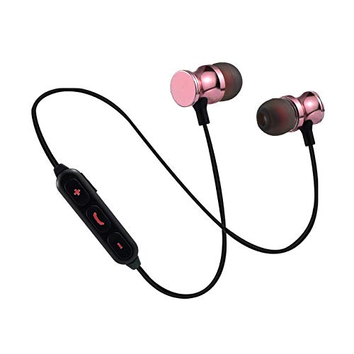 Auriculares Bluetooth Metal para Samsung Galaxy S10 Smartphone Inalámbrico Mando a Distancia Sonido Mano Libre Auriculares Universal (Rosa)