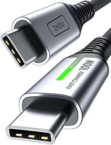 INIU Cable USB C a USB C 100W, 2m Cable USB C PD 5A QC 4.0 Carga Rapida, Cargador USB Tipo C Nylon para MacBook Pro 2020 Samsung S22 Ultra S21 iPad Air Google Pixel 7 Xiaomi 11 Switch Steam Deck PS5