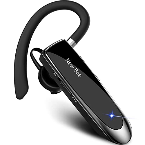 New Bee Auriculares Manos Libres, Auricular Bluetooth Inalámbrico Negocio con Micrófono Auricular para iPhone, Samsung, Huawei, Xiaomi, HTC, LG, Sony, PC 60 Días en Espera (Negro)