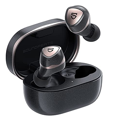 SoundPEATS Auriculares Inalámbricos, Sonic Pro aptX-Adaptive Auriculares Bluetooth 5.2 con Modo de Juego, Carga Inalámbrica, TrueWireless Mirroring, Cancelación de Ruido cVc8.0, 35 Horas