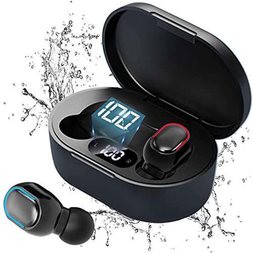 Auriculares Inalámbricos, Auriculares Bluetooth HiFi Estéreo, cascos inalambricos bluetooth IPX7 Impermeables, con Cancelación de Ruido,USB Carga Rápida Reproducción de 24H Control Tactil, Negro