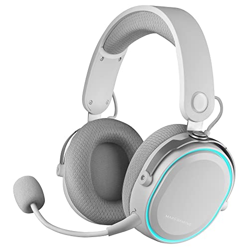 Mars Gaming MHW, Auriculares Inalámbricos, Micrófono Extraíble, Sonido Espacial 7.1, Blanco