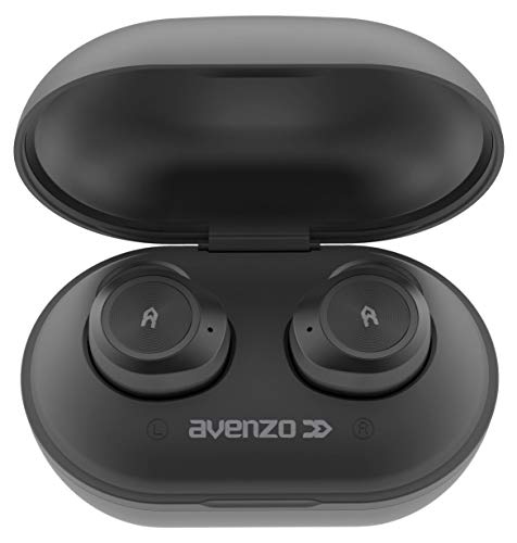 Avenzo - Auriculares Inalámbricos, Modelo AV-TW5001B, con Bluetooth, con Asistente de Voz, Función Manos Libres, con Controles Multimedia, Auriculares con Micrófono, Color Negro